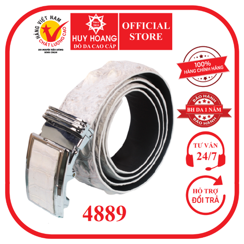 Dây nịt nam da cá sấu Huy Hoàng 3,5P màu bạch tạng HD4880