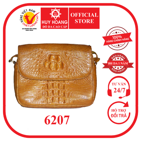 Túi xách da cá sấu hộp vuông màu vàng nghệ HD6207