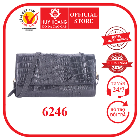Túi xách nữ da cá sấu đeo chéo 2 gai màu đen HD6246