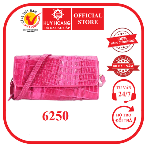 Túi xách nữ da cá sấu đeo chéo 2 gai màu hồng HD6250