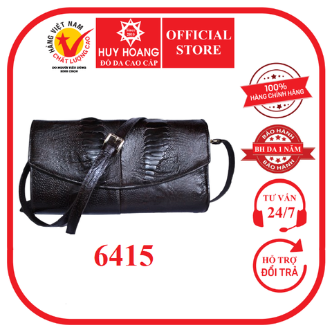Túi đeo da đà điểu Huy Hoàng da chân màu nâu đất HD6415