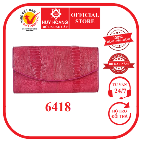 Túi đeo da đà điểu Huy Hoàng da chân màu hồng HD6418