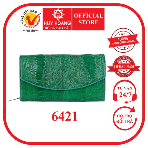 Túi da đà điểu da chân màu xanh lá HD6421