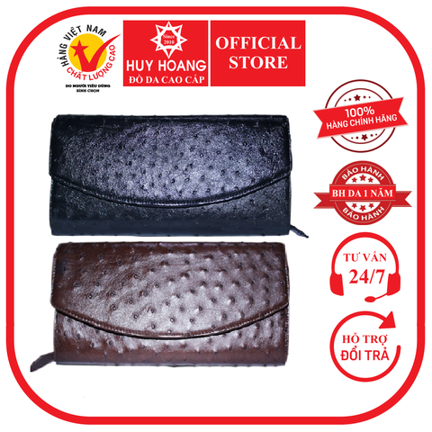 Túi xách nữ da đà điểu đeo chéo màu đen, nâu đất HD6430-31