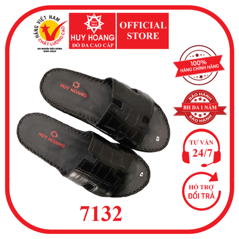 Dép nam Huy Hoàng vân cá sấu cao cấp màu đen HD7132