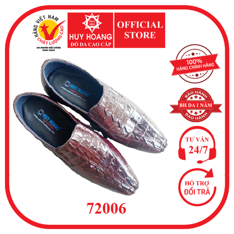 Giày tăng chiều cao Huy Hoàng gai da cá sấu màu nâu đất HD72006