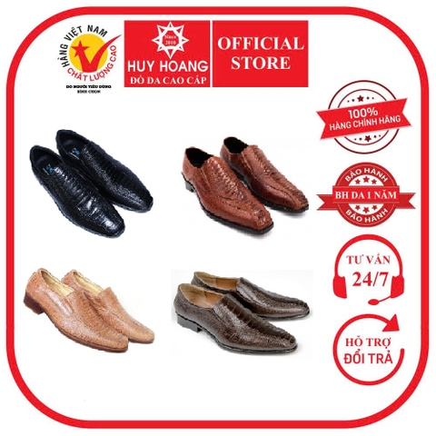 Giày nam da đà điểu màu đen, nâu đỏ, vàng bò, nâu đất HD7401-02-03-04