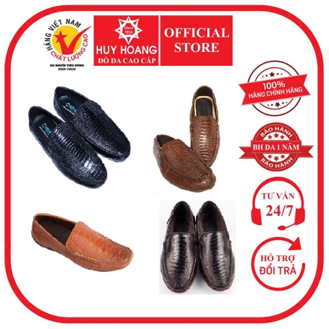 Giày mọi nam da đà điểu màu đen, nâu đỏ, vàng bò, nâu đất HD7421-22-23-24