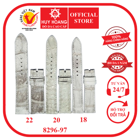 Dây đồng hồ da cá sấu size 18, 20, 22 màu bạch tạng HD8296-97