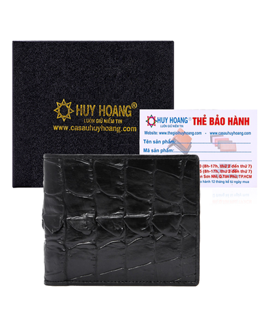 Bóp nam Huy Hoàng da cá sấu gai đuôi màu đen HD2207