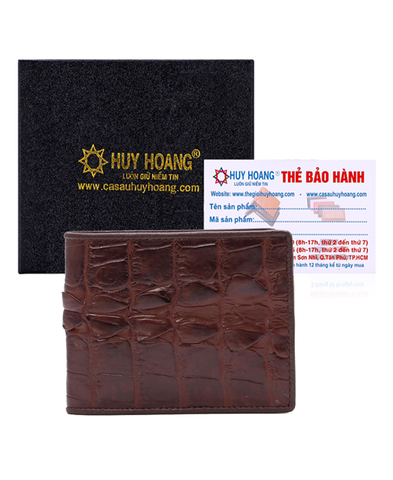 Bóp nam da cá sấu gai đuôi màu nâu đỏ HD2208