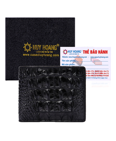 Bóp nam da cá sấu gai lưng màu đen HD2210