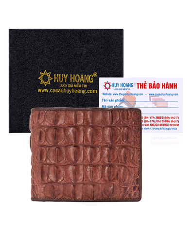 Bóp nam da cá sấu gai lưng màu nâu đỏ HD2211