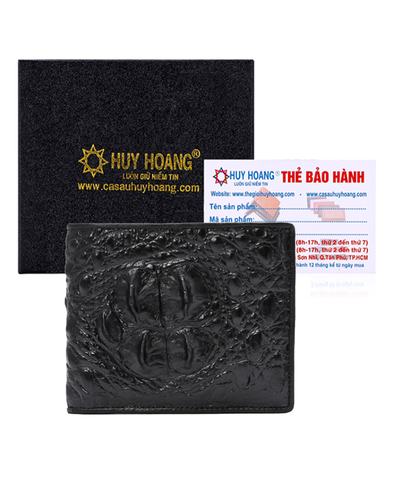 Bóp nam da cá sấu đầu gù màu đen HD2213