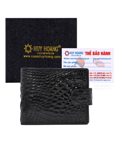 Bóp nam da cá sấu nút bấm màu đen HD2216