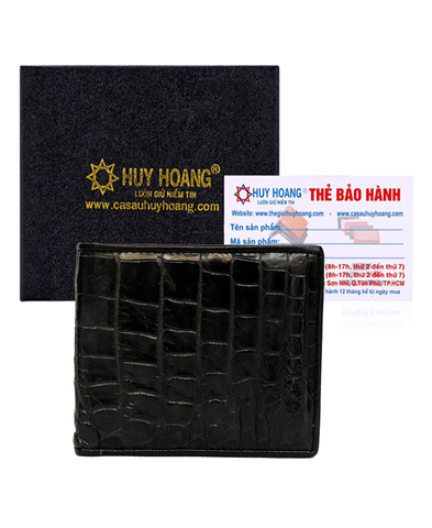 Bóp nam da cá sấu ngăn sau màu đen HD2219