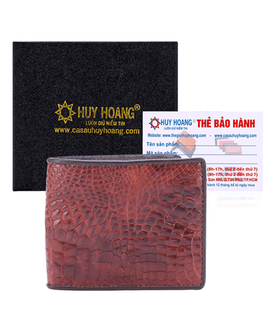 Bóp nam da cá sấu ngăn sau màu nâu đỏ HD2245