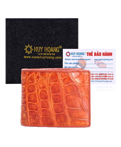 Bóp nam da cá sấu ngăn sau màu vàng bò HD2221