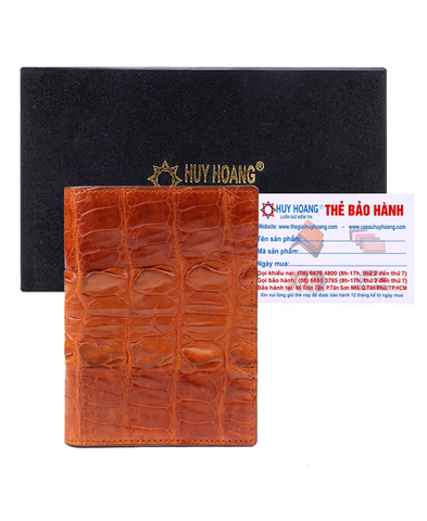 Bóp nam da cá sấu kiểu đứng gai đuôi màu vàng bò HD2257