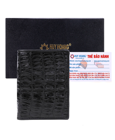 Bóp nam da cá sấu kiểu đứng gai đuôi màu đen HD2258