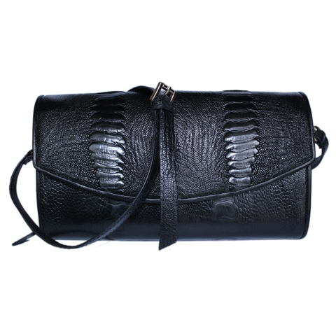 Túi đeo nữ da đà điểu da chân màu đen HD6414