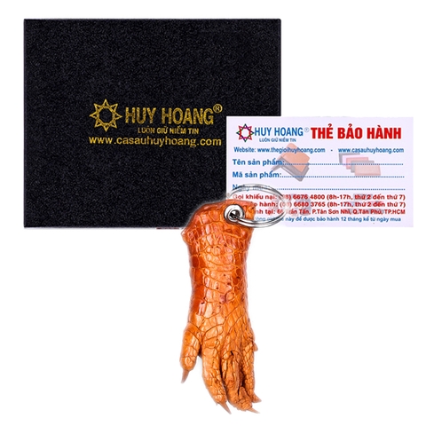 Móc khóa da cá sấu gai đuôi màu vàng bò HD8217