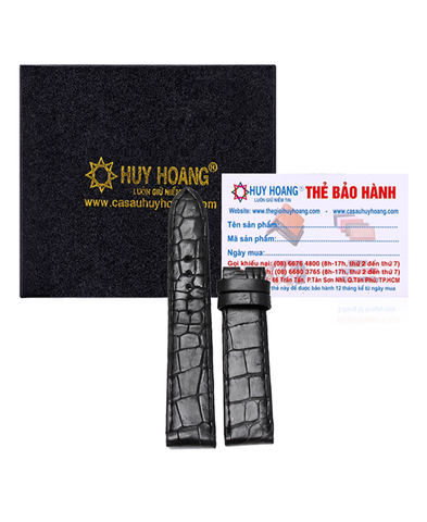 Dây đồng hồ da cá sấu size 16, 18, 20 màu đen HD8201