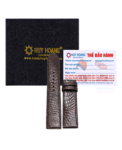 Dây đồng hồ da cá sấu size 16, 18, 20 màu nâu đất HD8202