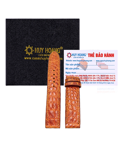 Dây đồng hồ da cá sấu size 16, 18, 20 màu vàng bò HD8203