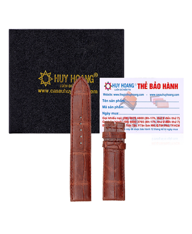Dây đồng hồ da cá sấu size 22, 24, 26 màu nâu đỏ HD8207