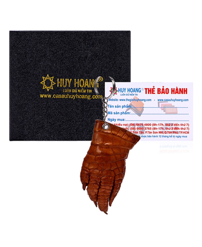 Móc khóa da cá sấu màu vàng bò HD8212