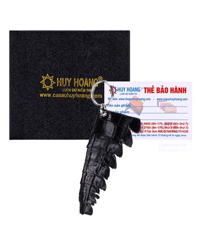 Móc khóa Huy Hoàng da cá sấu gai đuôi màu đen HD8214