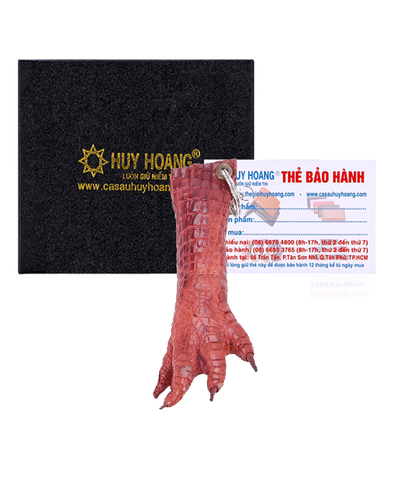 Móc khóa da cá sấu Huy Hoàng màu nâu đỏ HD8224