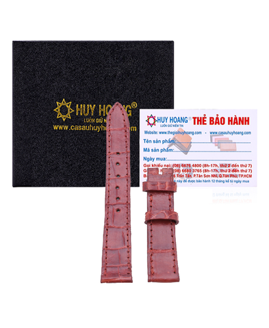 Dây đồng hồ Huy Hoàng da cá sấu size 12, 14 màu nâu đỏ HD8227