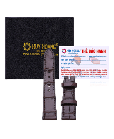 Dây đồng hồ da cá sấu size 12, 14 màu nâu đất HD8229