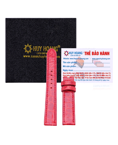 Dây đồng hồ Huy Hoàng da cá sấu size 12, 14 màu đỏ HD8230