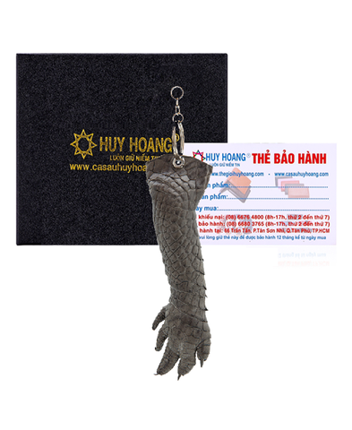 Móc khóa da cá sấu Huy Hoàng màu xanh rêu HD8231
