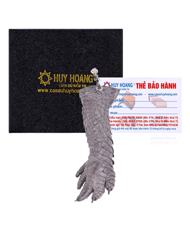 Móc khóa da cá sấu Huy Hoàng màu xám HD8232