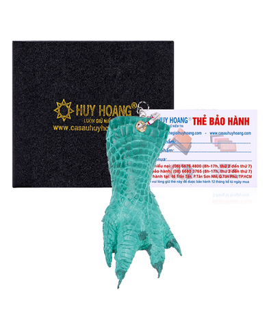 Móc khóa da cá sấu Huy Hoàng màu xanh lá HD8236