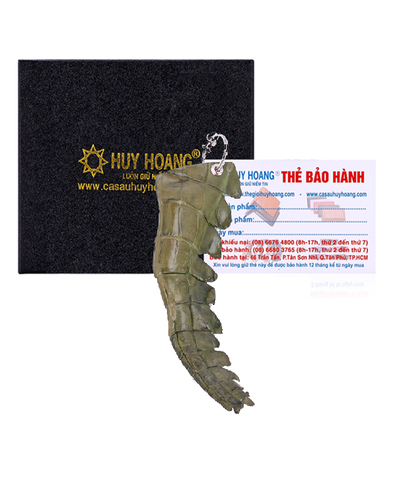 Móc khóa da cá sấu Huy Hoàng gai đuôi màu rêu HD8237