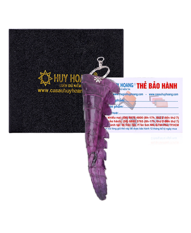 Móc khóa da cá sấu Huy Hoàng gai đuôi màu tím HD8240