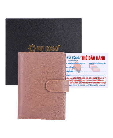 Ví đựng Passport Huy Hoàng bấm nút màu da HD9107