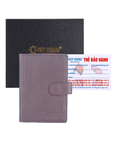 Ví đựng Passport da bò bấm nút màu nâu HD9109