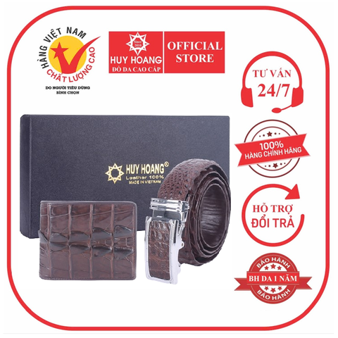 Bóp & Dây nịt nam da cá sấu gai đuôi màu nâu đất HD2242-HD4245