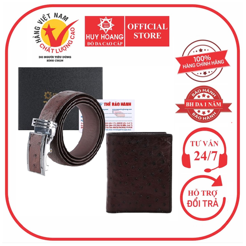 Bóp & Dây nịt nam da đà điểu da bụng màu nâu đất HD2408-HD4444