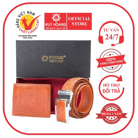 Bóp & Dây nịt nam da cá sấu màu vàng bò HD2203-HD4203