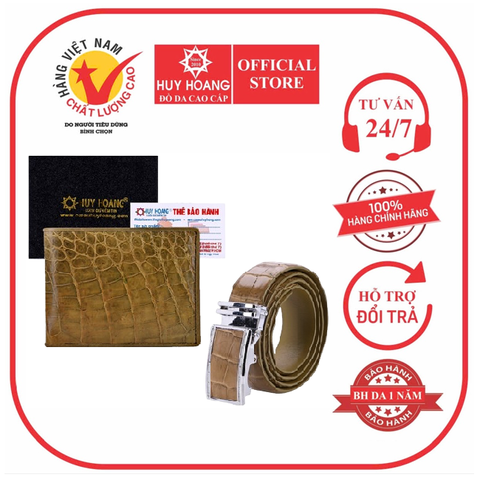 Bóp & Dây nịt nam da cá sấu màu rêu HD2252-HD4274