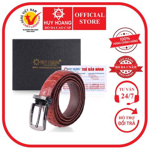 Thắt lưng nữ da cá sấu 2,5P màu nâu đỏ HD5202