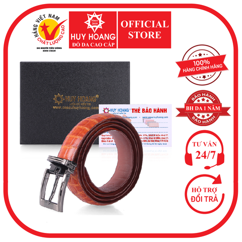 Thắt lưng nữ da cá sấu 2,5P màu vàng bò HD5203