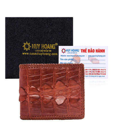 Bóp nam da cá sấu đan viền màu nâu đất HD2223